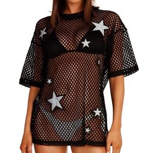 iHeartRaves Black Mesh Top